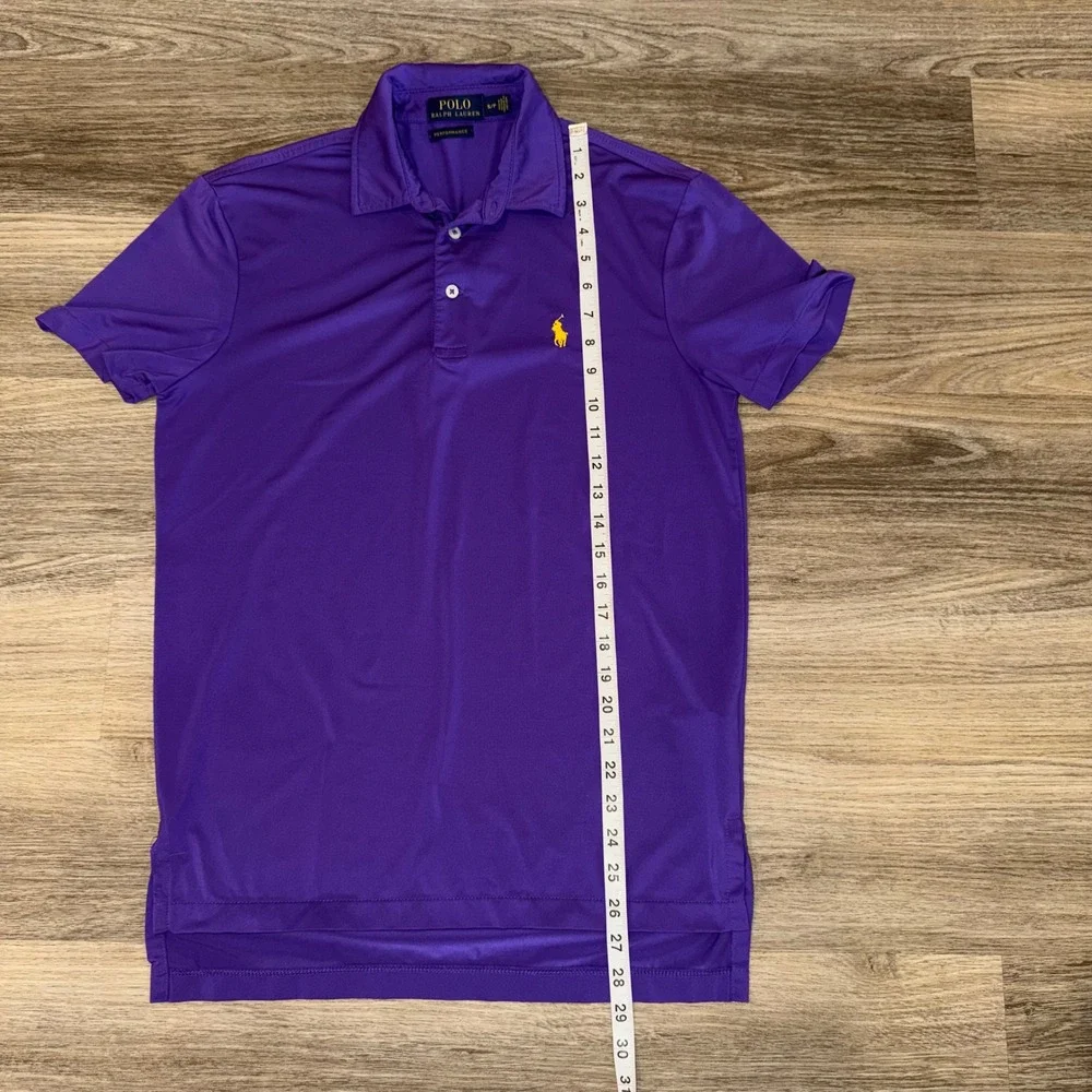 Polo Ralph Lauren Mens Performance Polo Shirt Purple Yellow Pony Small S/P